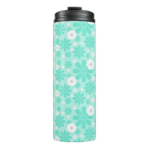 Garrafa Térmica Padrão de Florais Pastel MINT
