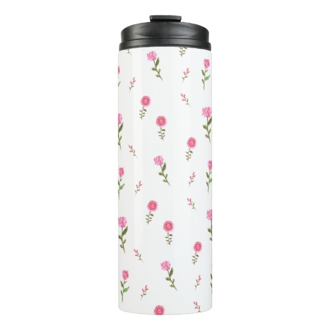 Garrafa Térmica padrão de flores rosa (Frente)