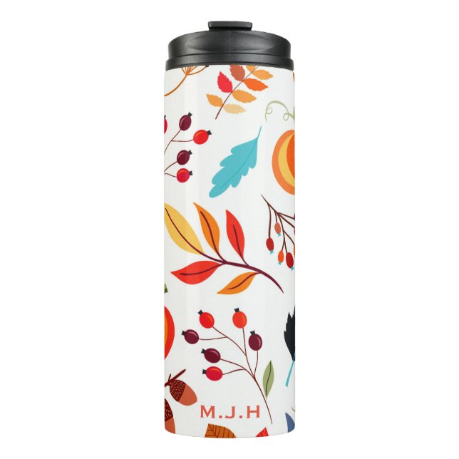 Garrafa Térmica Padrão de Folha de Pumpkin Moderno do outono (Frente)