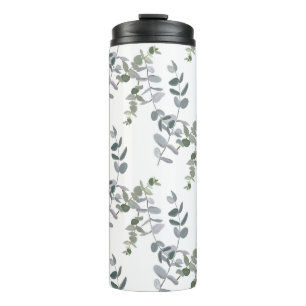 Garrafa Térmica Padrão de Folhas de Eucalipto Verde Sálvia Elegant