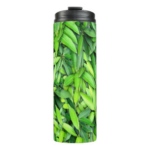 Garrafa Térmica Padrão de Folhas Verde Lush - Botânica da Natureza