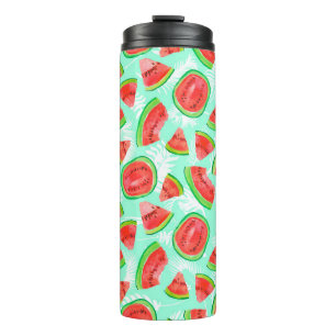 Garrafa Térmica Padrão de fruta na moda. Fundo artístico de melanc