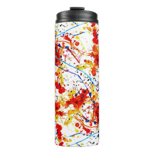 Garrafa Térmica Padrão de Fundo Branco das Manchas de Aquarela