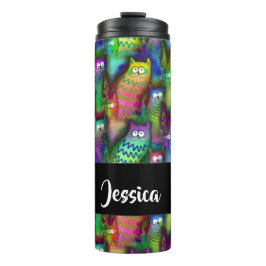 Garrafa Térmica Padrão de gatos gradiente coloridos