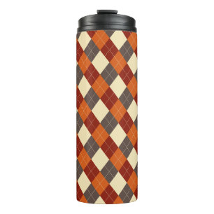 Garrafa Térmica Padrão de Gingham de outono