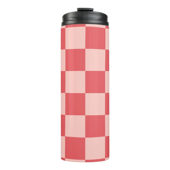 Garrafa Térmica Padrão de Gingham Vermelhos Rosa Verificado (Frente)
