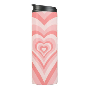 Garrafa Térmica Padrão de Gradiente de Coração Rosa – Amor de Garo
