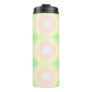 Garrafa Térmica Padrão de Gradiente Óptico 3D Branco Rosa Verde Pá