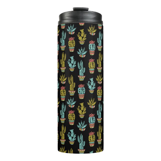 Garrafa Térmica Padrão de Grunge Escuro Cactus (Frente)