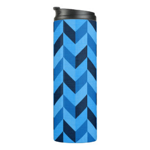 Garrafa Térmica Padrão de Herringbone em azul