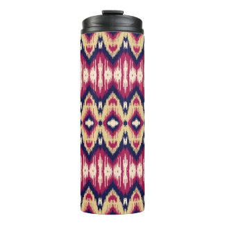Garrafa Térmica Padrão de ikat chevron azul-rosa étnico T
