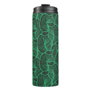 Garrafa Térmica padrão de ilustração de folhas verdes