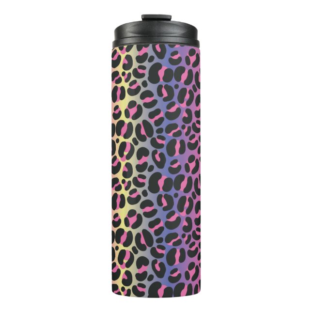 Garrafa Térmica Padrão de Impressão Animal Leopardo Arco-Íris (Frente)