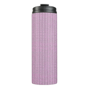 Garrafa Térmica Padrão de Jersey Listrado em Rosa Bege