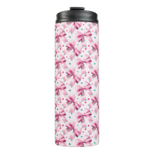 Garrafa Térmica Padrão de laço coquete rosa na moda com garota fof