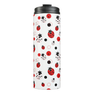 Garrafa Térmica Padrão de Ladybug vermelho, preto e branco simple