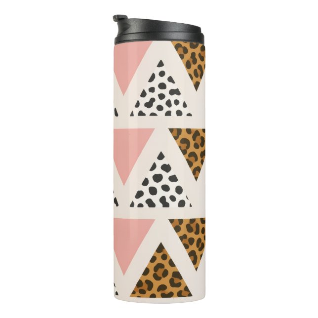 Garrafa Térmica Padrão de Leopardo Chic e Triângulo Rosa (Rotação à direita)