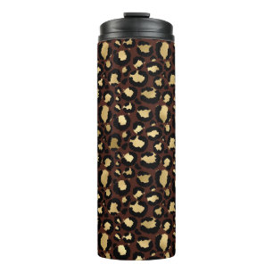Garrafa Térmica Padrão de leopardo dourado