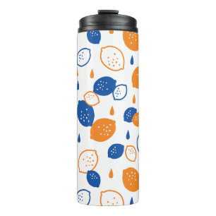 Garrafa Térmica Padrão de limão azul e laranja, com Frutas empinad