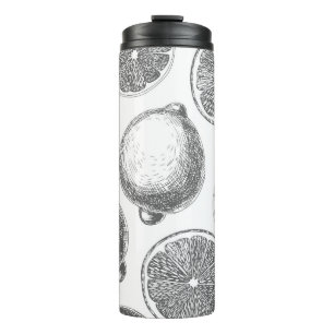 Garrafa Térmica Padrão de limão desenhado à mão