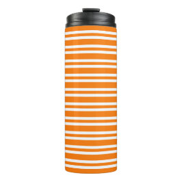 Garrafa Térmica Padrão de Listras Brancas Laranja