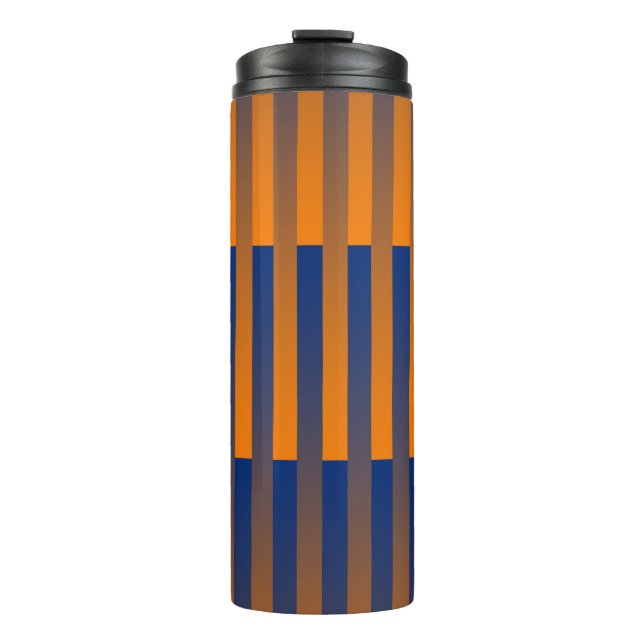 Garrafa Térmica Padrão de Listras Roxas Laranja (Frente)