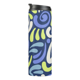 Garrafa Térmica Padrão de loop turbilhão de tom frio azul marinho