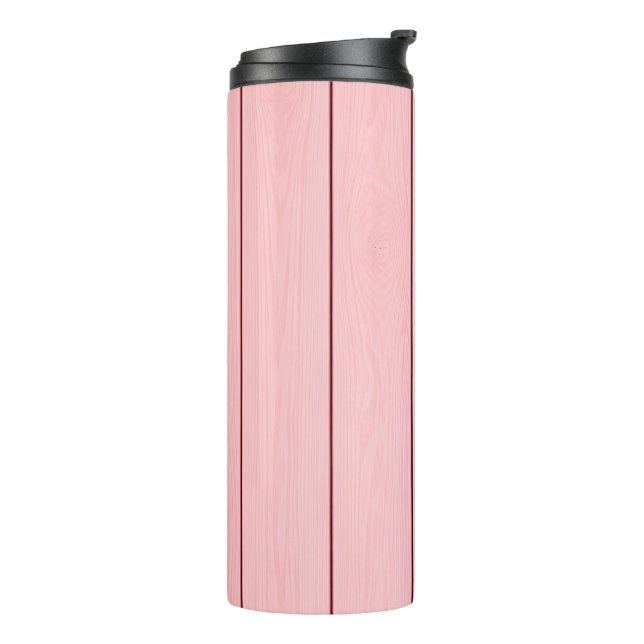 Garrafa Térmica Padrão de Madeira Vertical Estético Cor Rosa (Giro à esquerda)