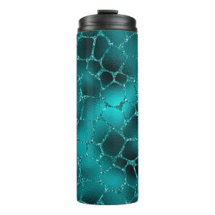 Garrafa Térmica Padrão de Manchas de Girafa com Glitter Glam Ombre