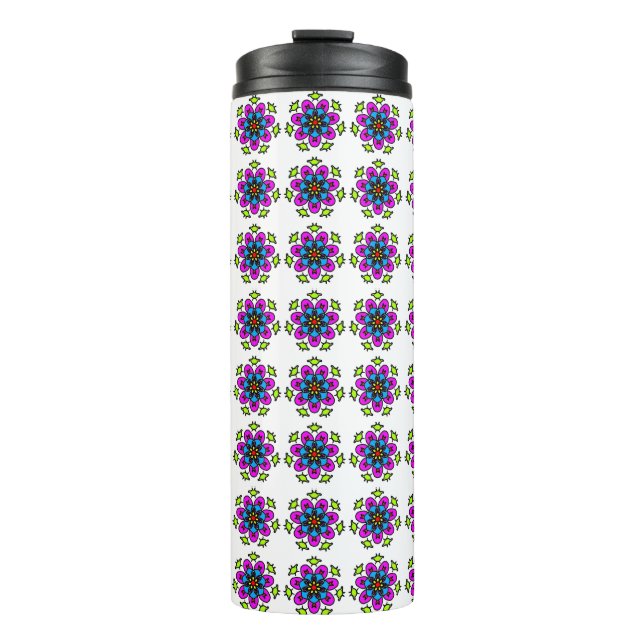 Garrafa Térmica Padrão de Mandala Floral (Frente)