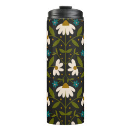 Garrafa Térmica Padrão de margarida branca-branca