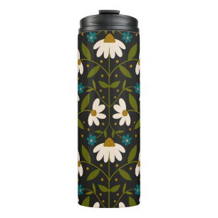 Garrafa Térmica Padrão de margarida branca-branca