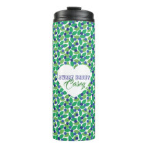 Padrão de Mirtilos Moderno Verde Azul Personalizad
