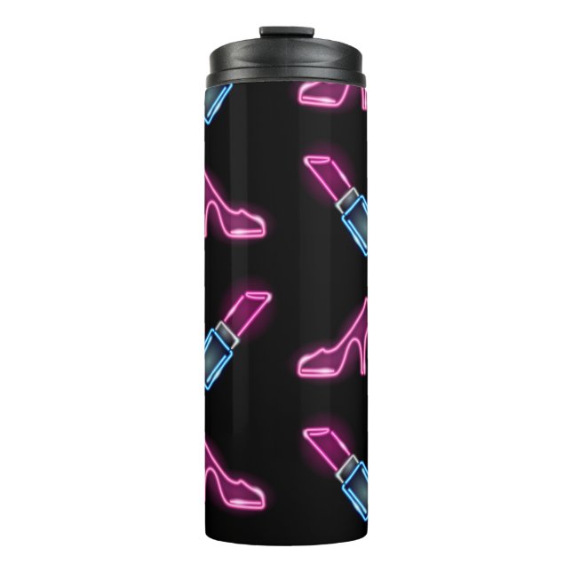 Garrafa Térmica Padrão de moda com ícones neon. (Frente)