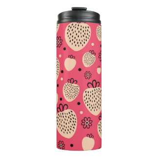 Garrafa Térmica Padrão de morango cor-de-rosa: design doce sem cos