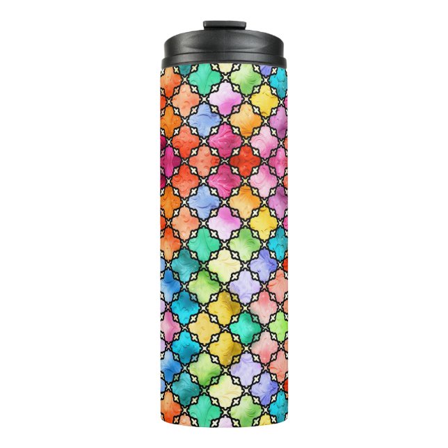 Garrafa Térmica Padrão de mosaico arco-íris (Frente)