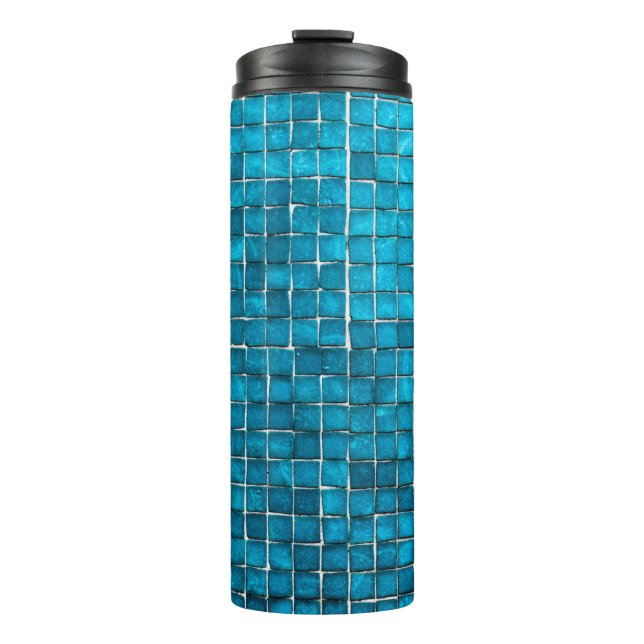 Garrafa Térmica Padrão de mosaico azul (Frente)