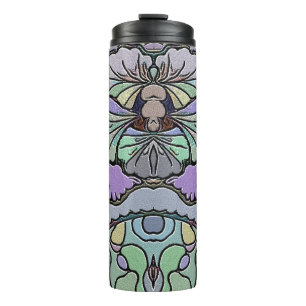 Garrafa Térmica Padrão de mosaico de pansos abstrato púrpura flora