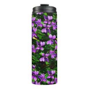 Garrafa Térmica Padrão de mosaico de violeta de madeira da flor do