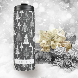 Garrafa Térmica Padrão de Natal branco preto nº 6 ID1009