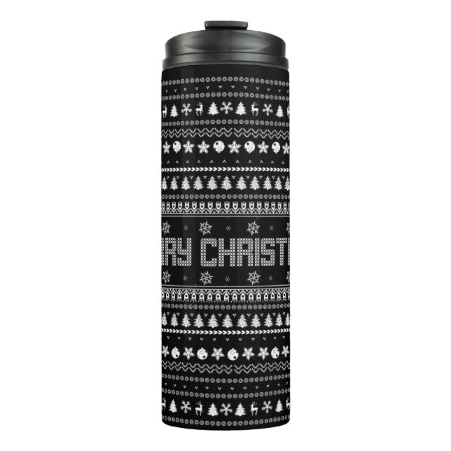 Garrafa Térmica Padrão de Natal Feliz e Feliz (Frente)