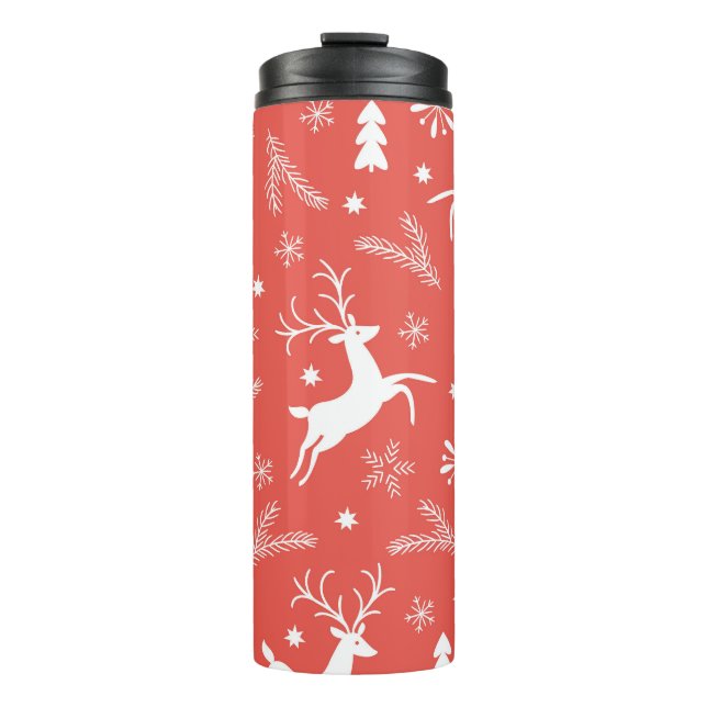 Garrafa Térmica Padrão de Natal Festivo Sem Costura (Frente)