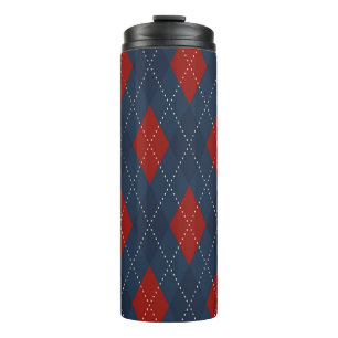 Garrafa Térmica Padrão de Natal Real Blue Argyle