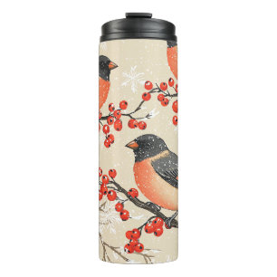 Garrafa Térmica Padrão de Natal Rustic Bird and Poinsettia (20)