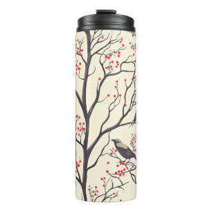 Garrafa Térmica Padrão de Natal Rustic Bird and Poinsettia (4)
