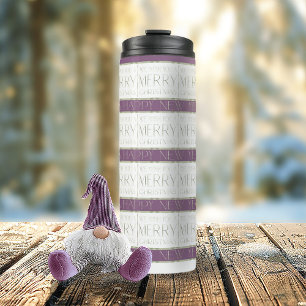 Garrafa Térmica Padrão de Natal Verde Roxo nº 35 ID1009