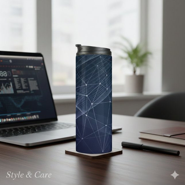 Garrafa Térmica Padrão de Onda e Geometria de abstrato (Abstract Wave & Geometry Pattern Thermal Tumbler)