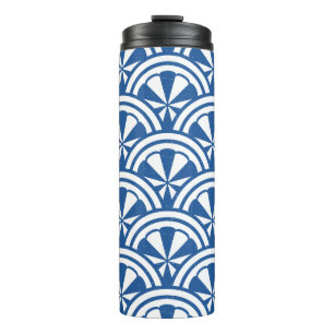 Garrafa Térmica Padrão de Ondas Costeiras - O Lotus Branco