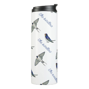 Garrafa Térmica Padrão de pássaro andorinha