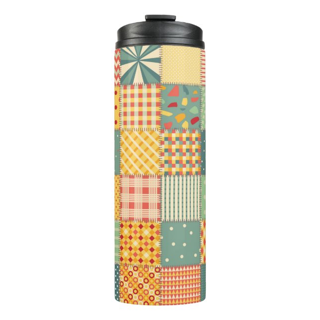Garrafa Térmica Padrão de patch perfeito colorido com abstrato  (Frente)